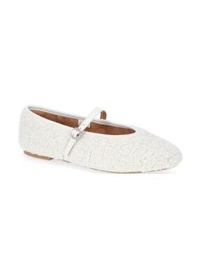 No Boundaries Cream/Off-White Sherpa Shearling Women's Mary Jane Shoes Size 6.5